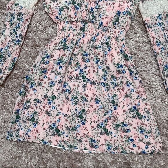 Princess by Vera Wang Pink Coquette Floral Long Sleeve Dress Size XS - Picture 7 of 12